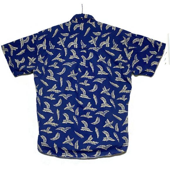 Chaps Button Up Shirt Men's Size Large Short Sleeve Blue With Brown Accent - Picture 2 of 7